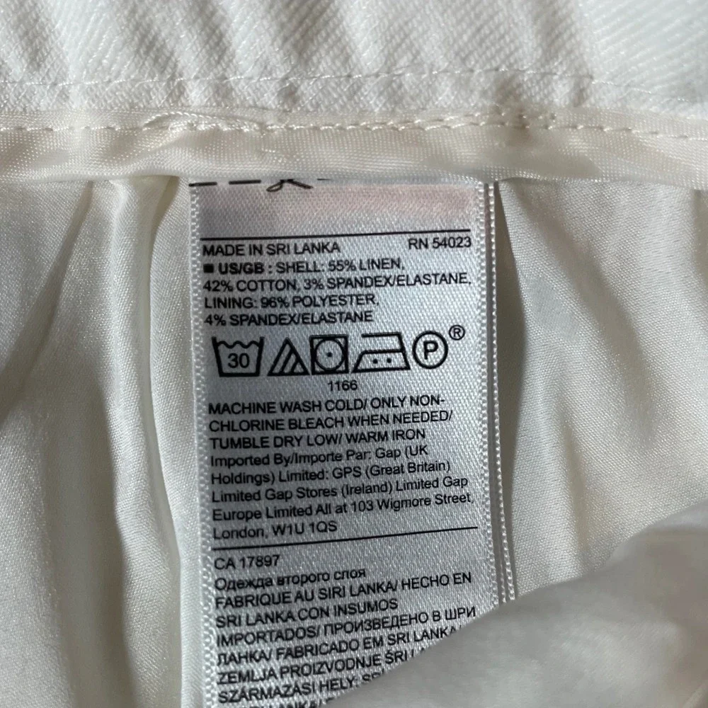 Banana Republic Avery White Linen Cotton Blend Ankle Pants Womens 4 Coastal